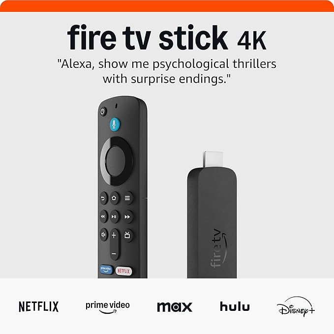 Amazon Fire TV Stick 4K (newest model) with AI-powered Fire TV Search, Wi-Fi 6, stream over 1.5 million movies and shows, free & live TV