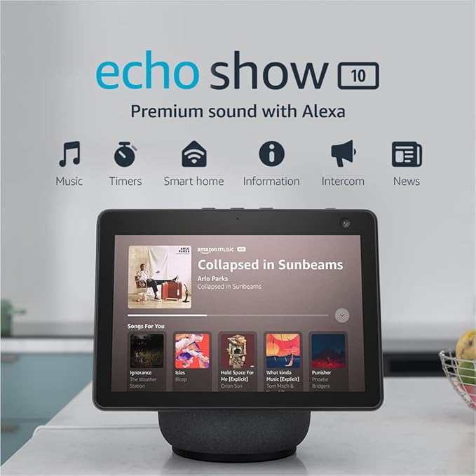 Amazon Echo Show 10 HD Smart Display with Motion - Charcoal