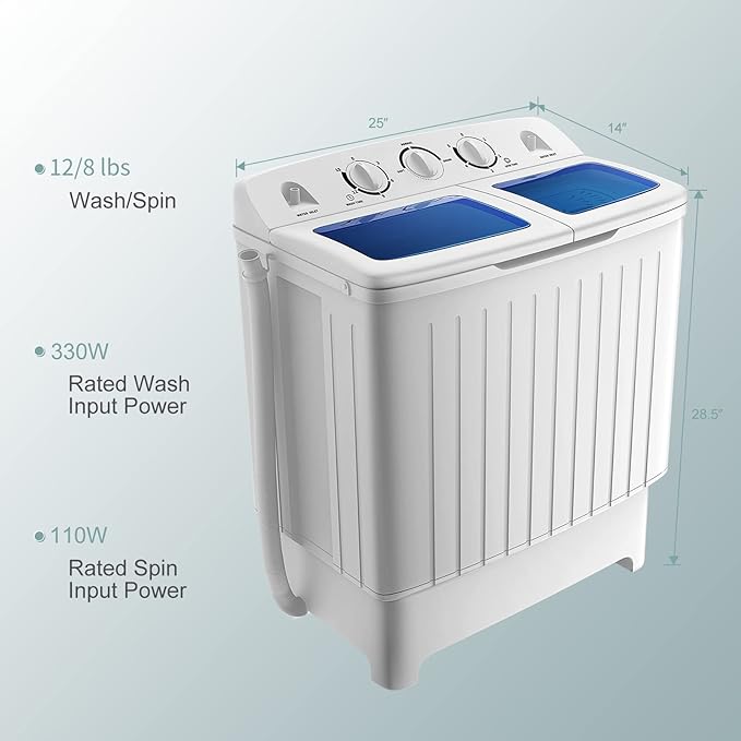 COSTWAY Twin Tub Portable Washing Machine - 20 Lbs Capacity