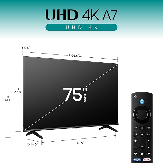 Hisense 75-Inch A7 Series 4K UHD Smart Fire TV