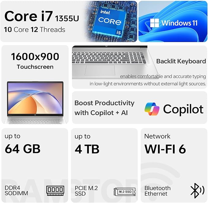 HP 17.3-Inch Touchscreen Laptop with Intel i7, 32GB RAM and 1TB SSD