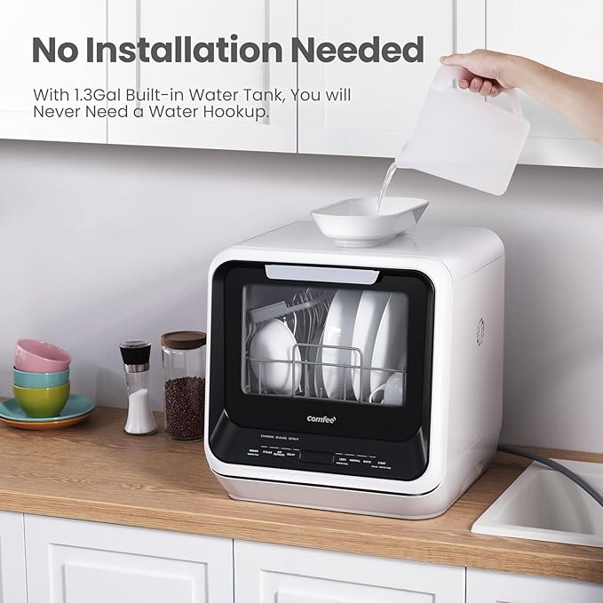 COMFEE Portable Mini Countertop Dishwasher with Water Tank