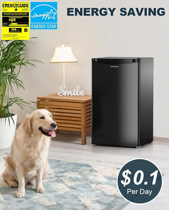 Upstreman 3.2 Cu. Ft. Mini Fridge with Freezer - Black