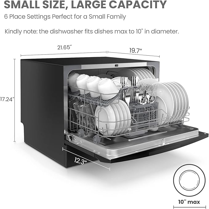 COMFEE Countertop Dishwasher with 6 Place Settings - Black