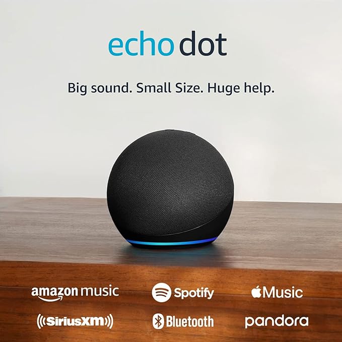 Amazon Echo Dot Alexa Speaker with Vibrant Sound - Charcoal