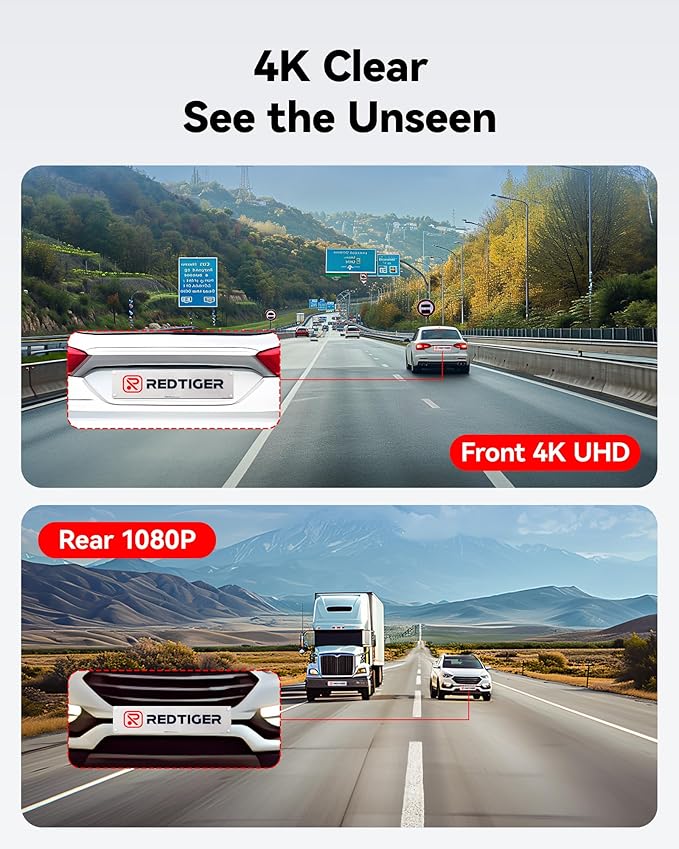 REDTIGER F7NP 4K Front and Rear Dash Cam with GPS