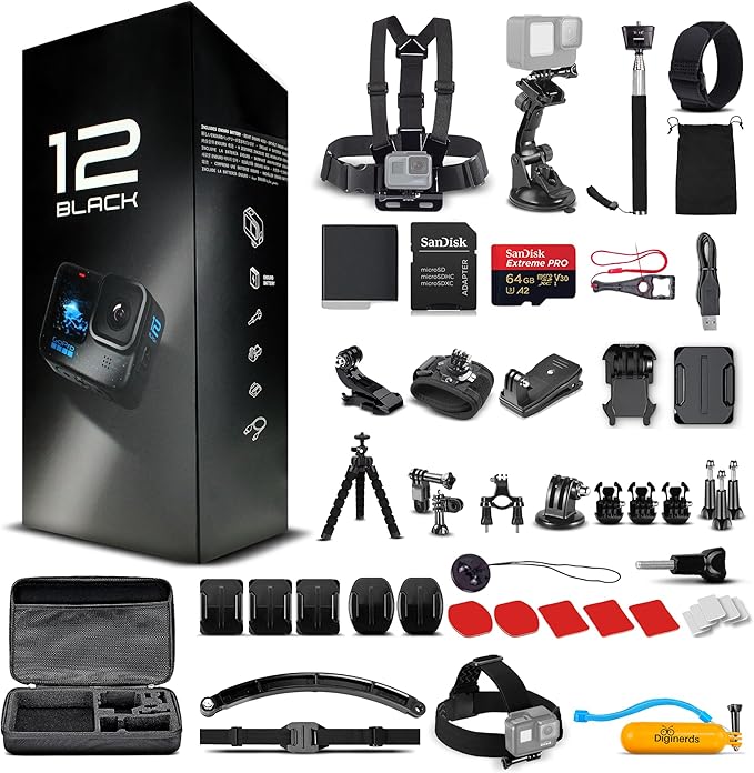 GoPro HERO12 Black 5.3K Waterproof Action Camera Bundle